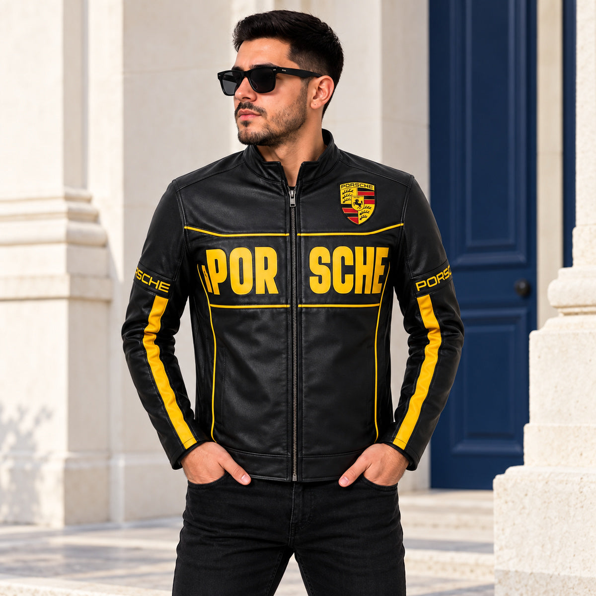 Chaqueta Porsche Racing Black Gold para Hombre | Negro y Amarillo