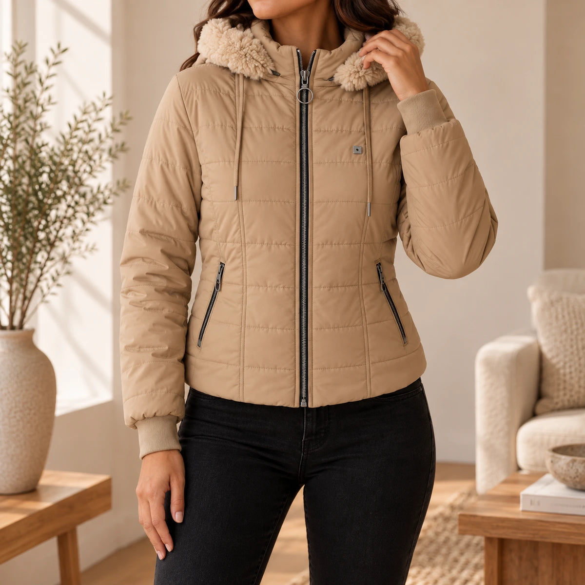 Chaqueta Ovejera para Mujer con Capota Removible | H99T