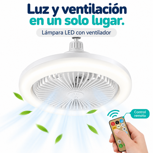 Lámpara LED 360° con Ventilador | Ilumina y Refresca