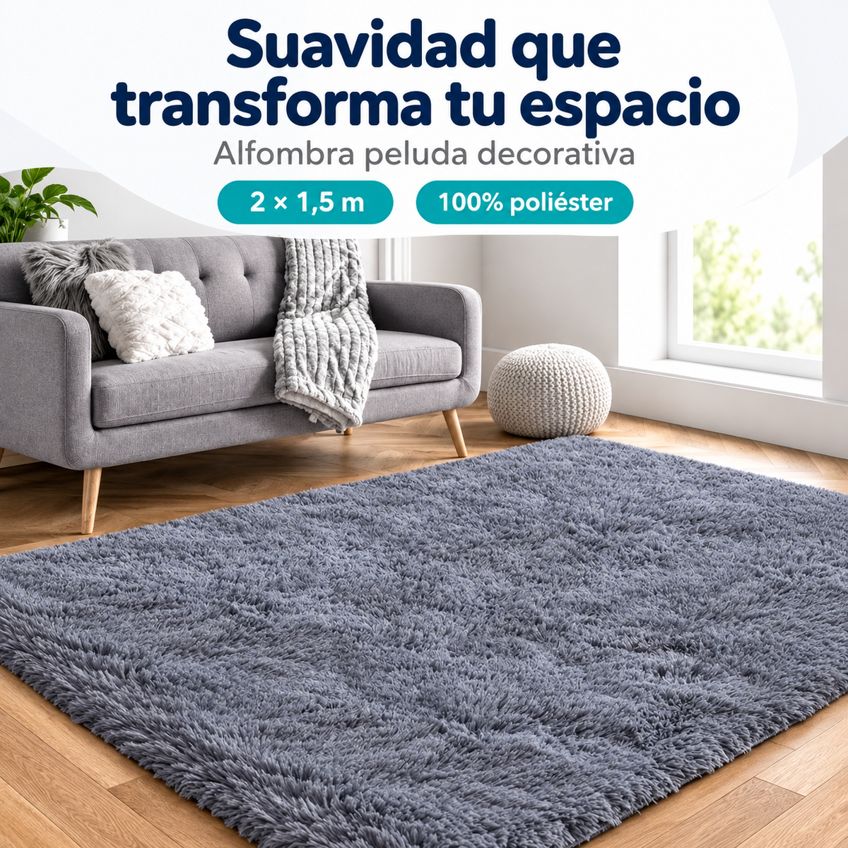 Alfombra Peluda de 2 × 1,5 m | Suavidad para tu Hogar