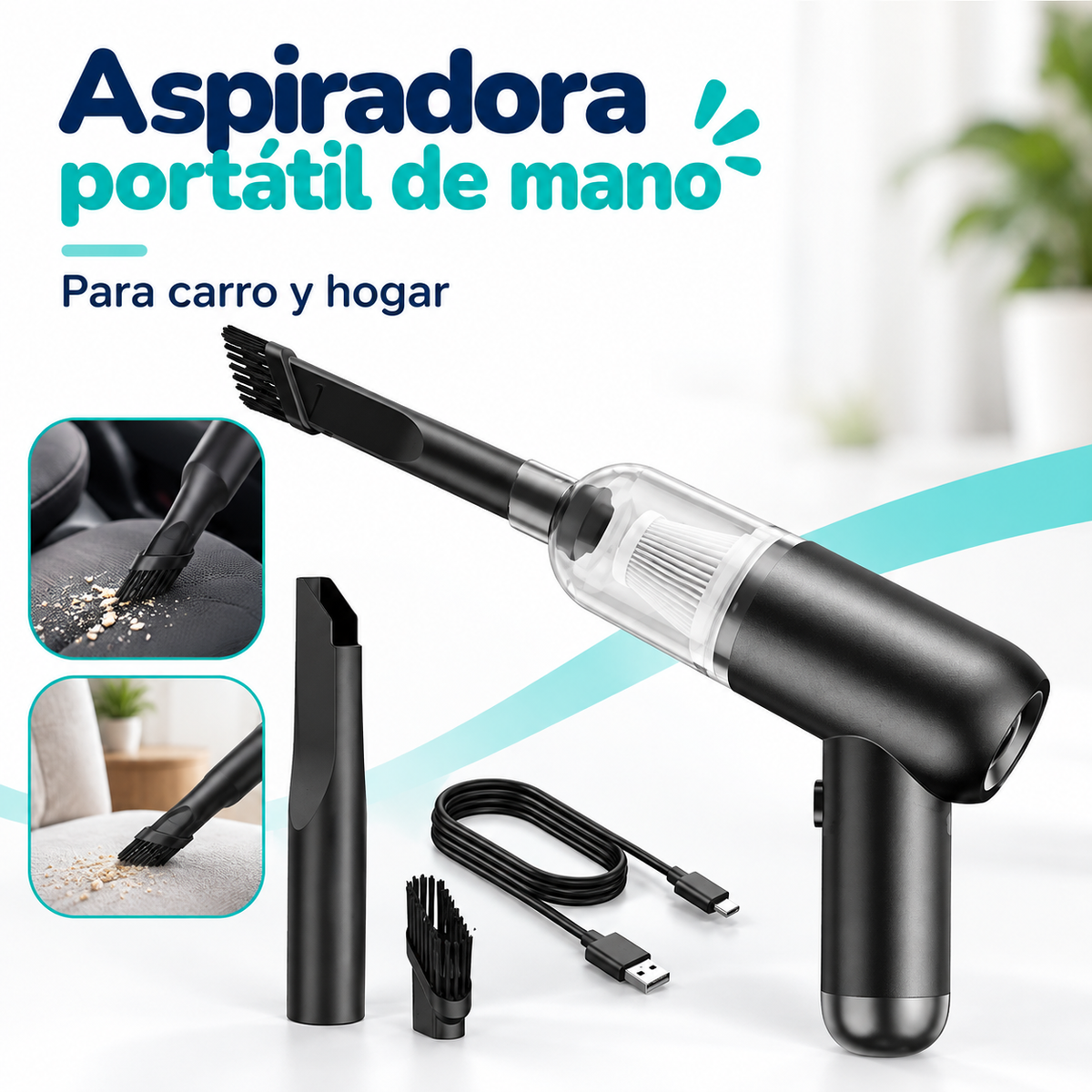 Aspiradora Portátil Inalámbrica para Carro y Hogar
