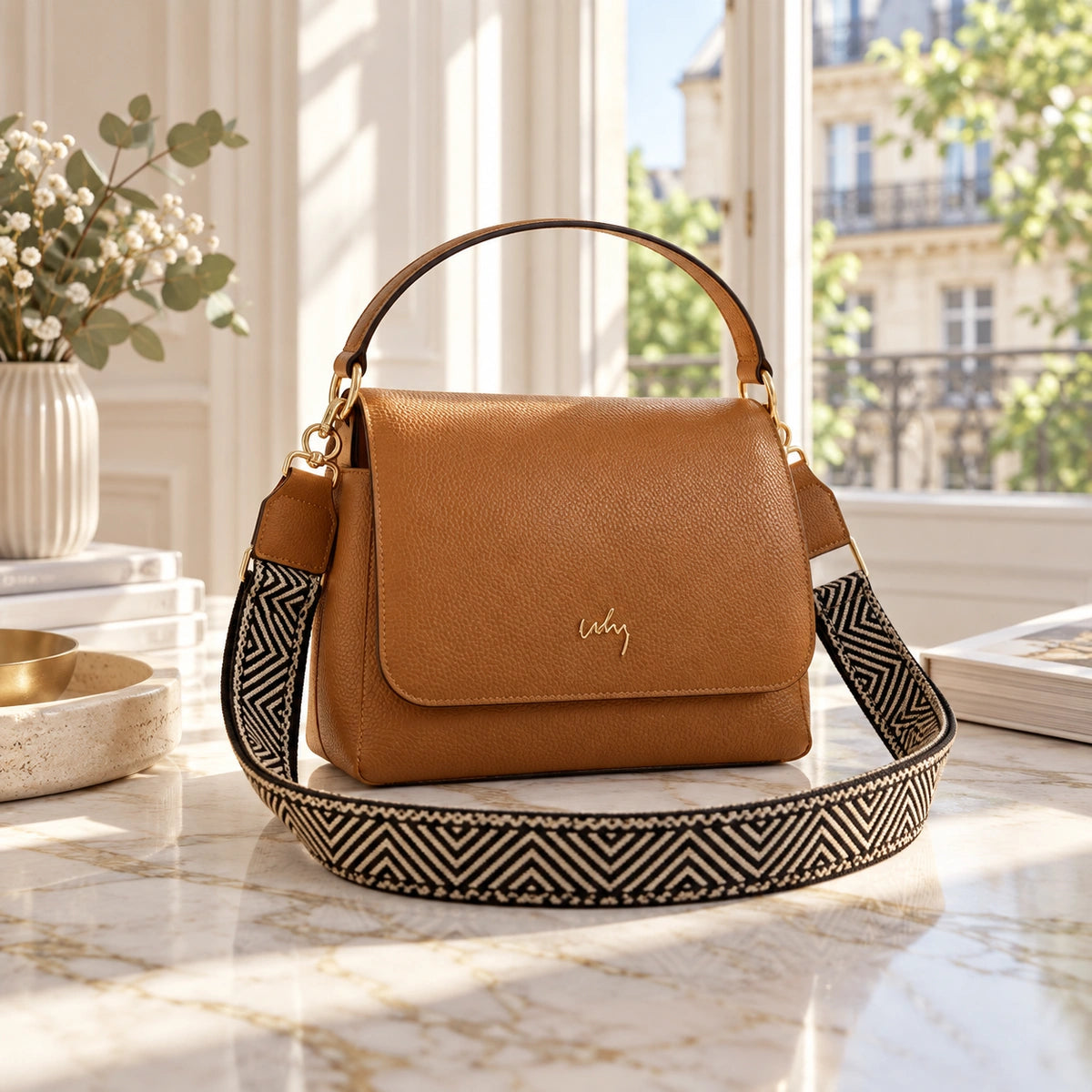 Bolso Manos Libres Negro con Diseño Geométrico | Compacto y Elegante