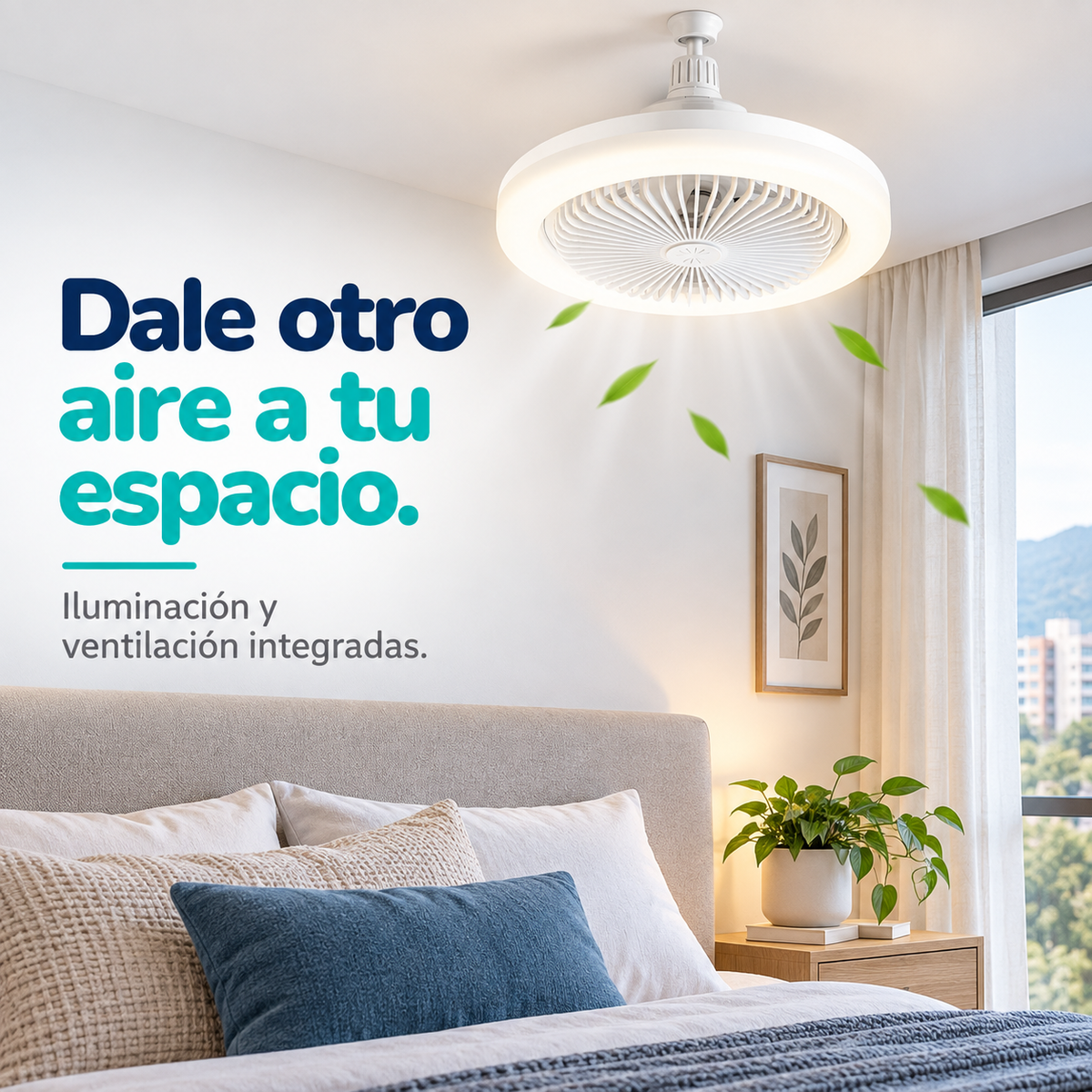 Lámpara LED 360° con Ventilador | Ilumina y Refresca