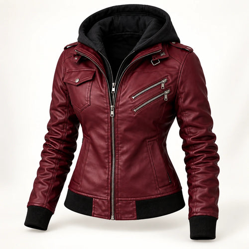 Chaqueta Rust Motera para Mujer con Capota | Estilo Urbano