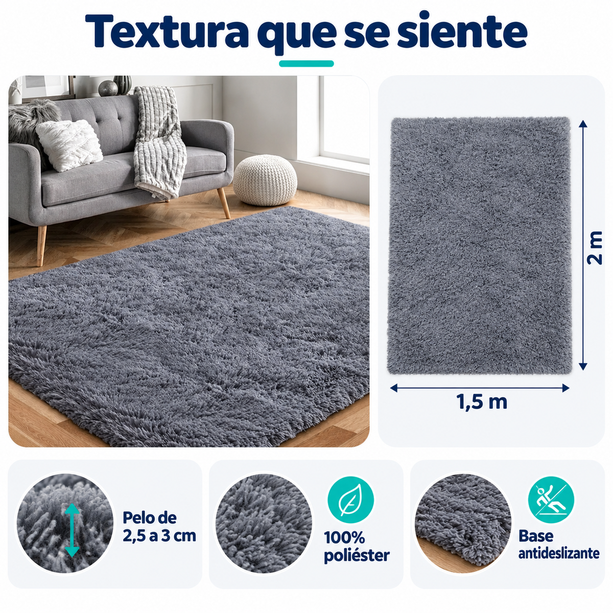 Alfombra Peluda de 2 × 1,5 m | Suavidad para tu Hogar