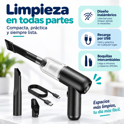 Aspiradora Portátil Inalámbrica para Carro y Hogar