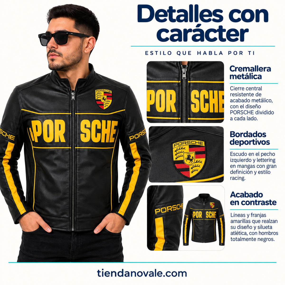 Chaqueta Porsche Racing Black Gold para Hombre | Negro y Amarillo
