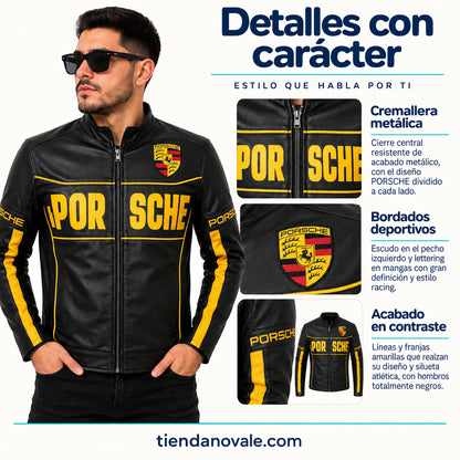 Chaqueta Porsche Racing Black Gold para Hombre | Negro y Amarillo