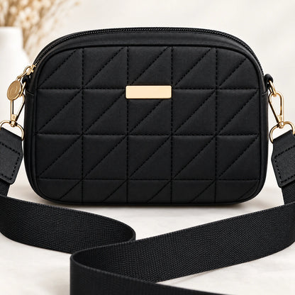 Bolso Manos Libres Negro con Diseño Geométrico | Compacto y Elegante