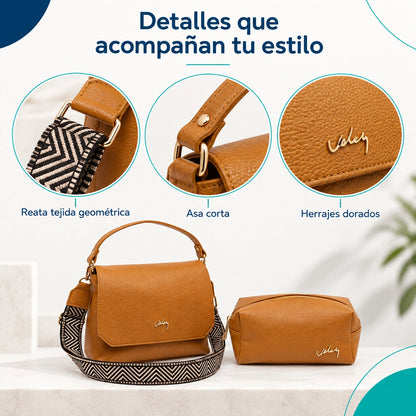 Bolso con Cosmetiquera y Reata Geométrica | Dúo para Cada Día