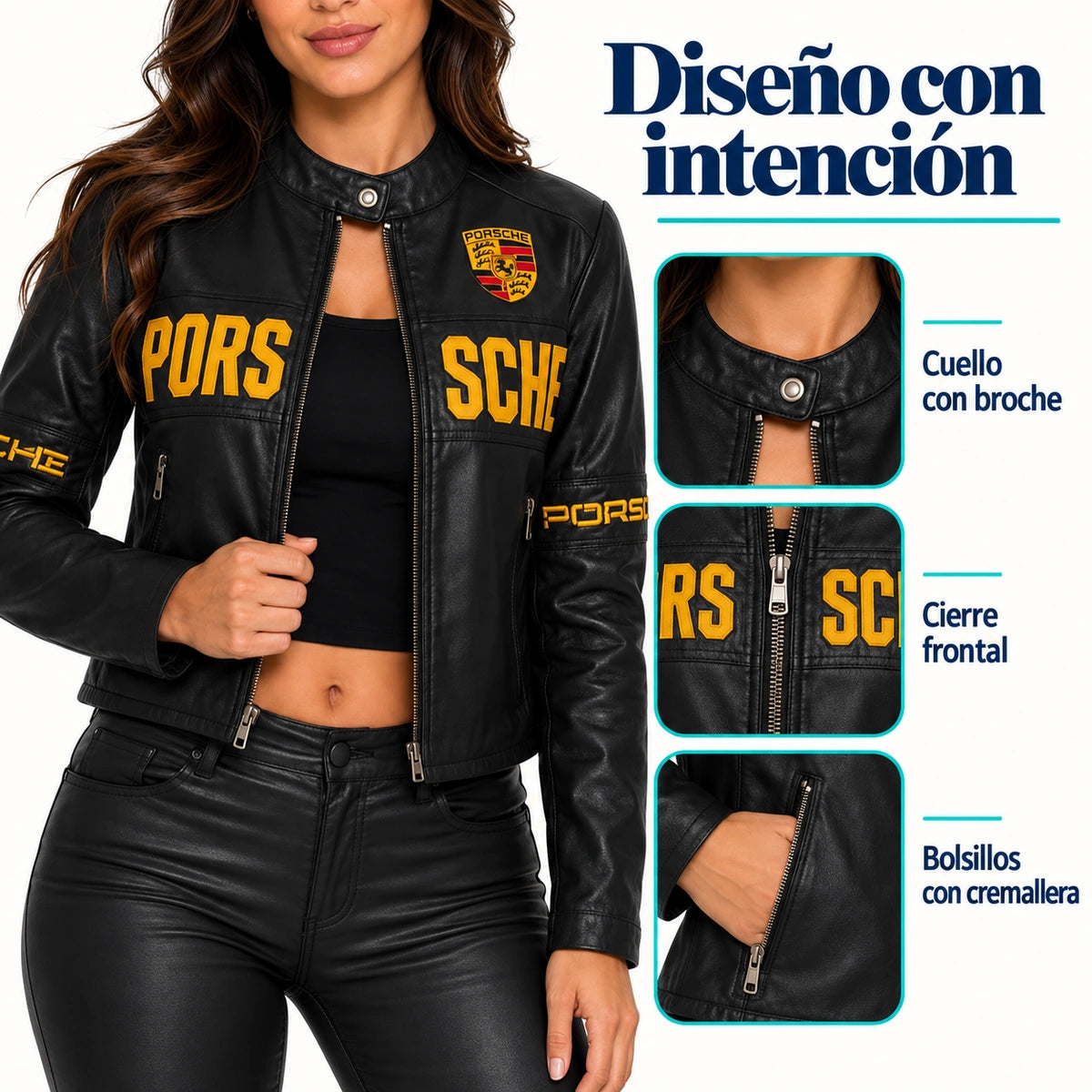 Chaqueta Motera Porsche para Mujer | Corte Princesa