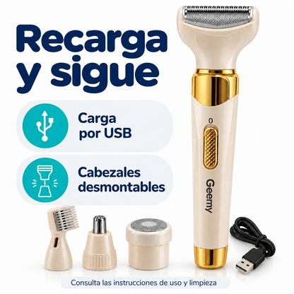 Depiladora Geemy para Mujer | Kit de Cuidado 4 en 1
