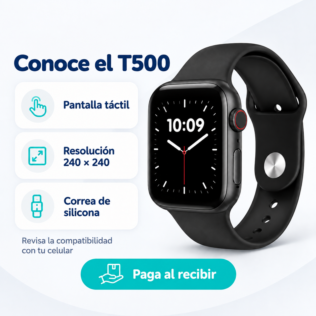 Reloj Inteligente T500 | Llamadas y Notificaciones en tu Muñeca