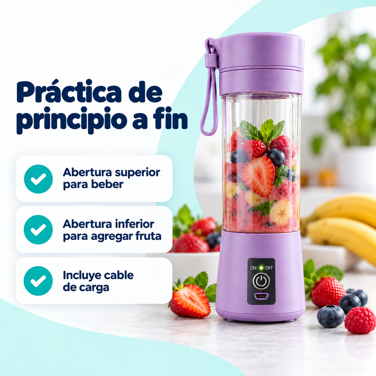 Mini Licuadora Portátil USB | Tus Batidos Donde Quieras