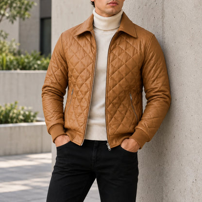 Chaqueta Piloto en Cuero Textil para Hombre | T37A Acolchada