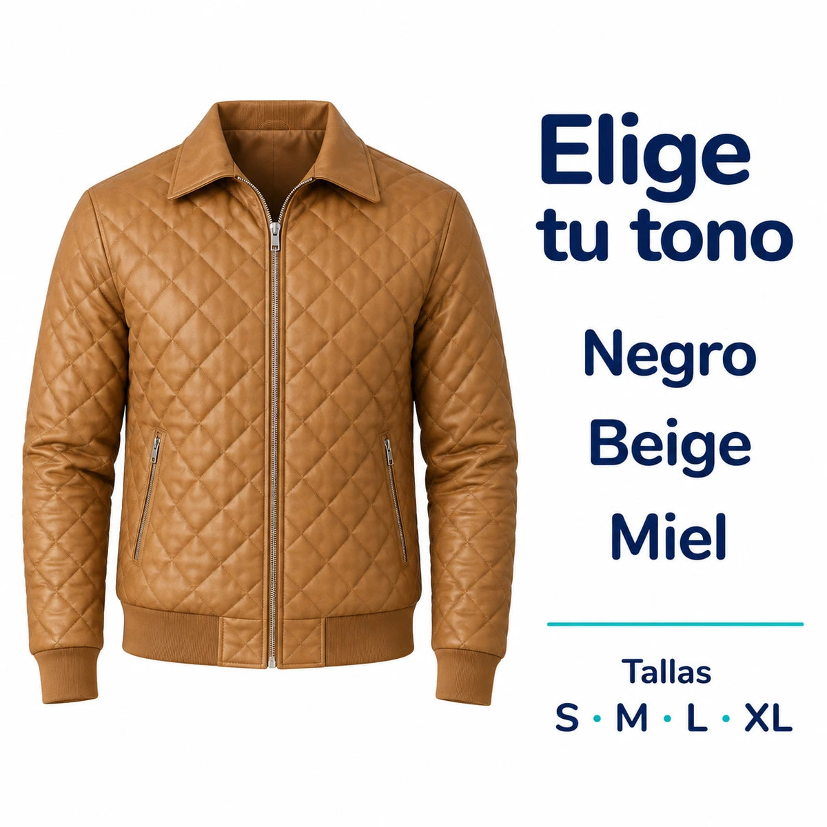 Chaqueta Piloto en Cuero Textil para Hombre | T37A Acolchada