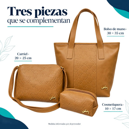 Trío de Carteras Ibiza | Bolso de Mano, Carriel y Cosmetiquera