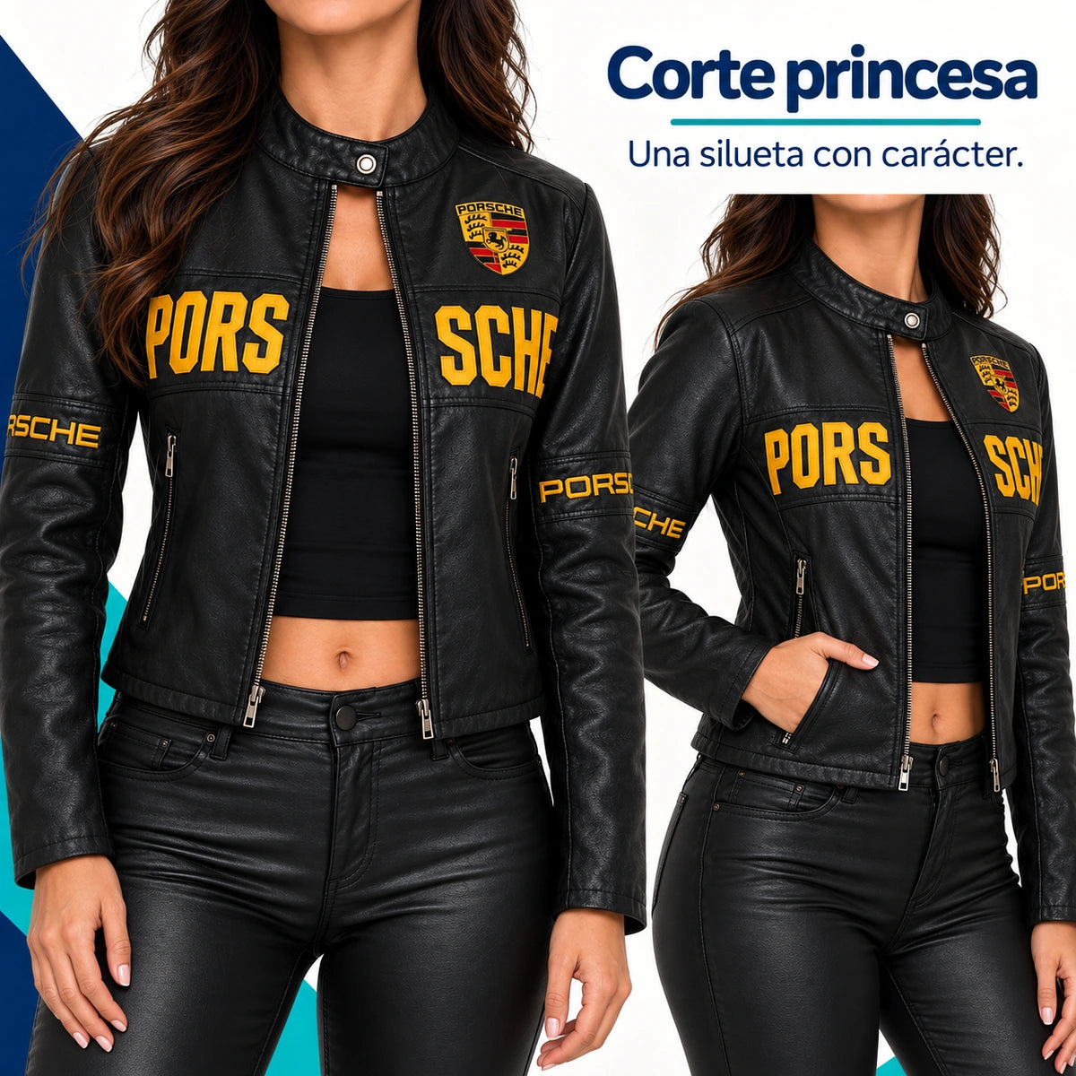 Chaqueta Motera Porsche para Mujer | Corte Princesa