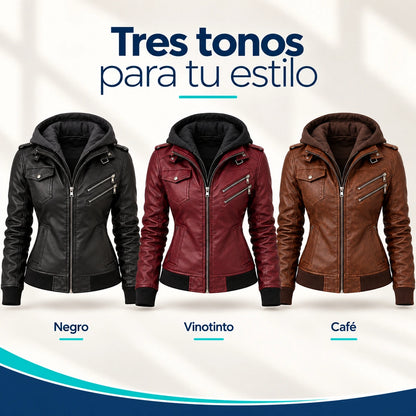 Chaqueta Rust Motera para Mujer con Capota | Estilo Urbano