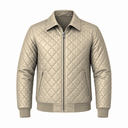 Chaqueta Piloto en Cuero Textil para Hombre | T37A Acolchada